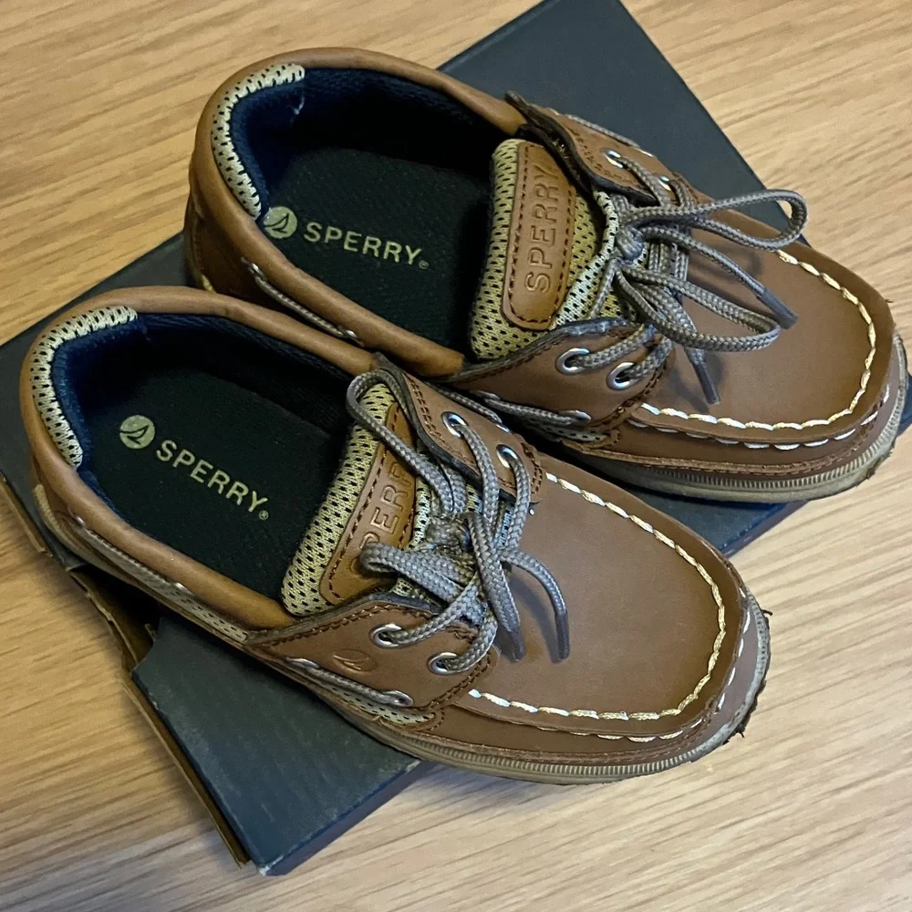 Sperry Kids Brown Tan Leather Moccasins